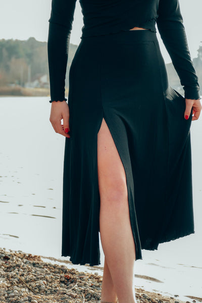 FARRAH High Waist Comfy Skirt black