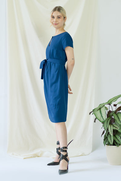 Eva | Dress with Keyhole Front in Classic Blue