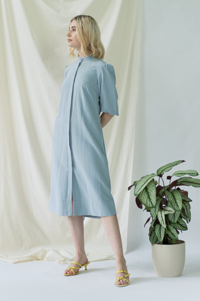 Melanie Shirt Dress with balloon sleeves in blue