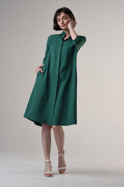 Lidia | Long Shirt Dress in Green