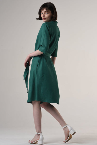 Lidia | Long Shirt Dress in Green