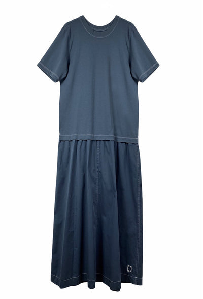 Blaues Jersey Kleid TARA aus reiner Bio Baumwolle