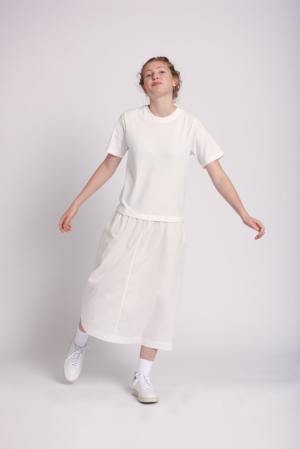 Weißes Jersey Kleid TARA aus reiner Bio Baumwolle