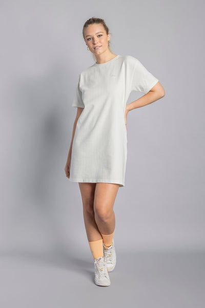 Recycled Cotton T-Shirt Dress Ladies, Off-White