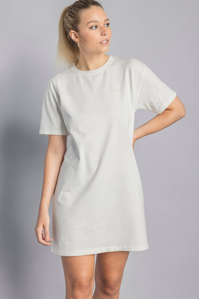 Recycled Cotton T-Shirt Dress Ladies, Off-White