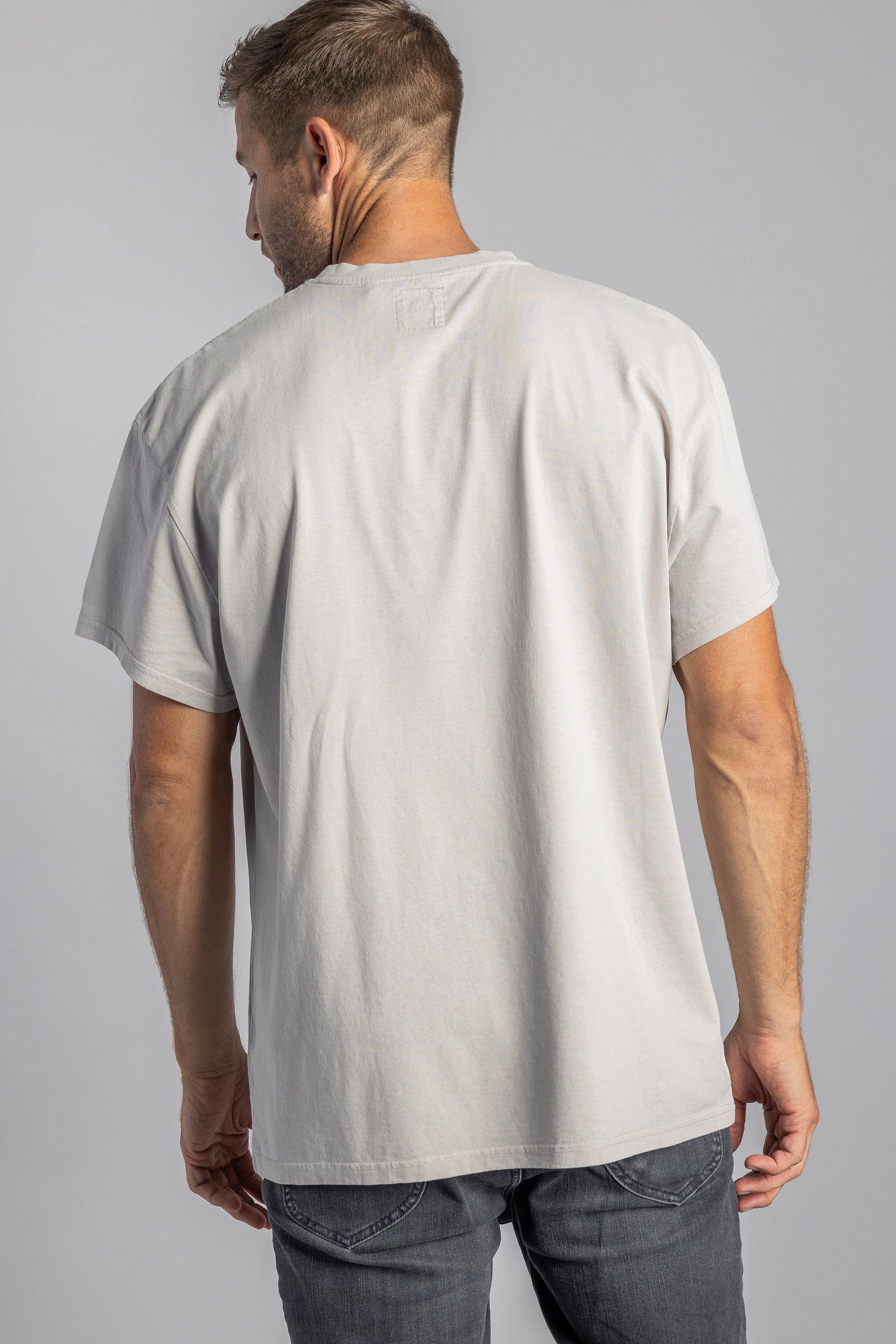 Recycled Cotton Logo Oversized T-Shirt, Möwengrau