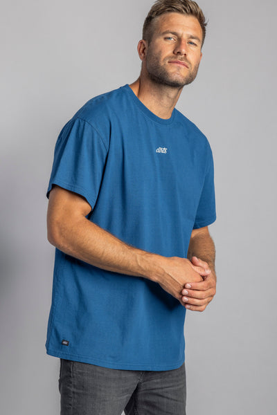 Recycled Cotton Logo Oversized T-Shirt, Atlantikblau