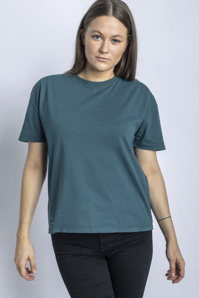 Recycled Cotton Oversized T-Shirt Ladies, Petrol