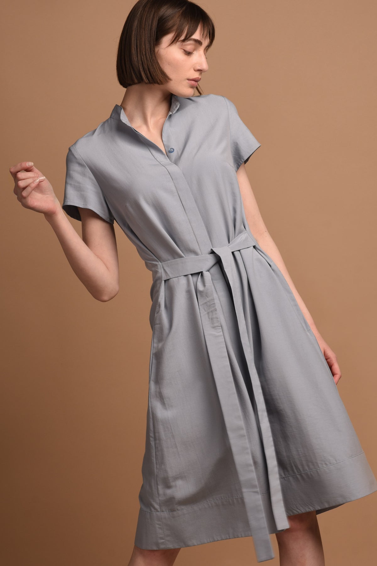 Melanie Shirt Dress with short sleeves in blue