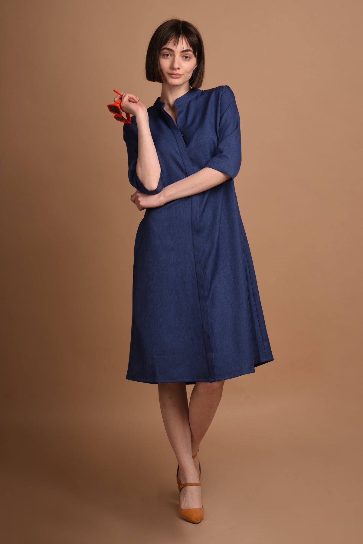 Lidia | Long Shirt Dress in Classic Blue