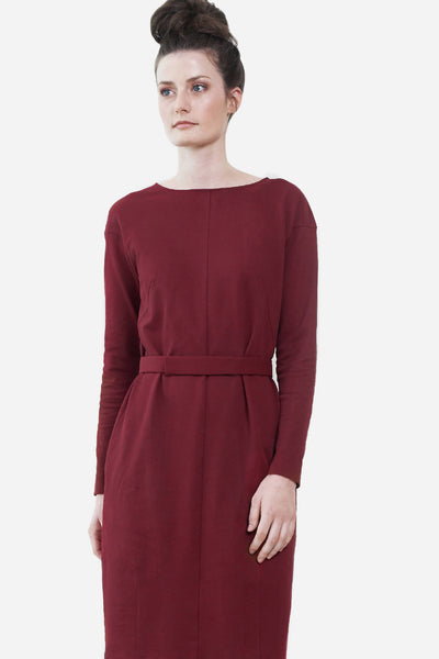 Piqué Kleid Bordeaux
