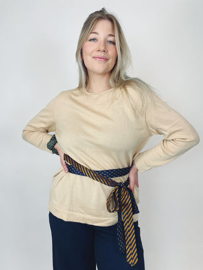 PULLOVER ZUM BINDEN FIU // WOLLE + SEIDE // L