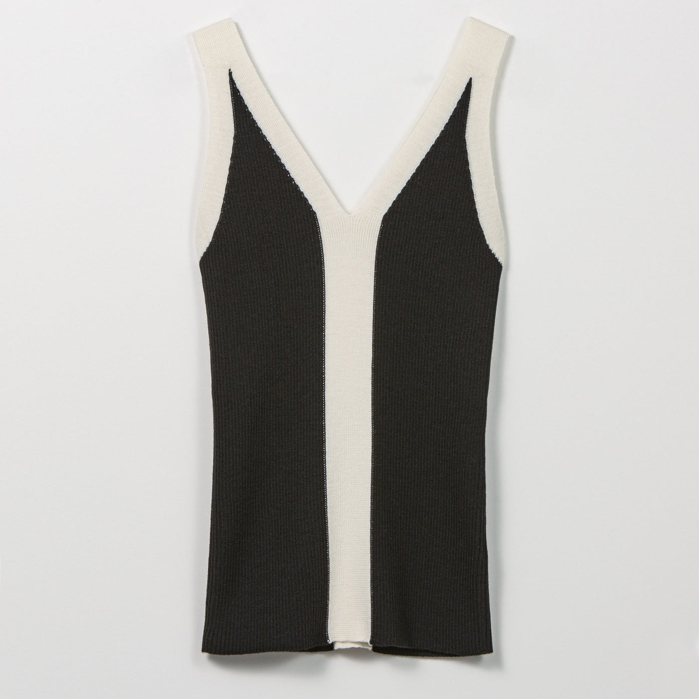 Essential Rib Knit Top - Schwarz/Creme