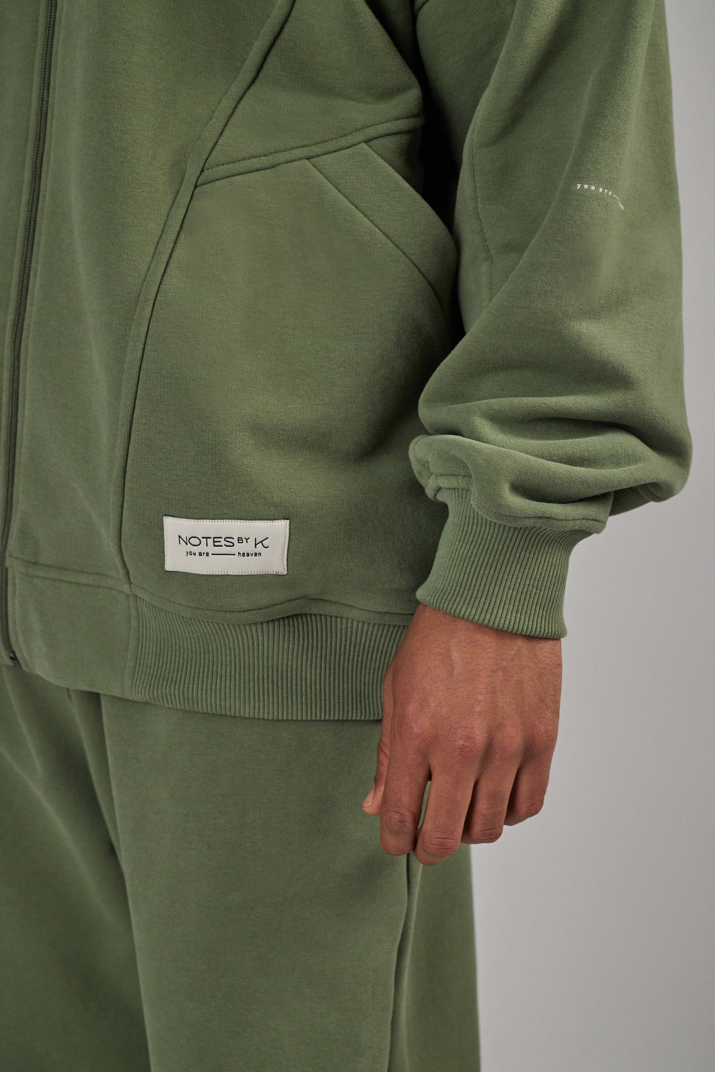 Oversized Zip Sweatjacket Sage Green Unisex