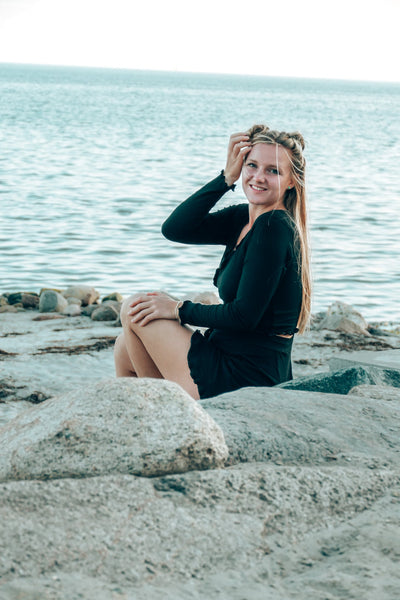 FARRAH Crop-Pulli mit Rüschen black