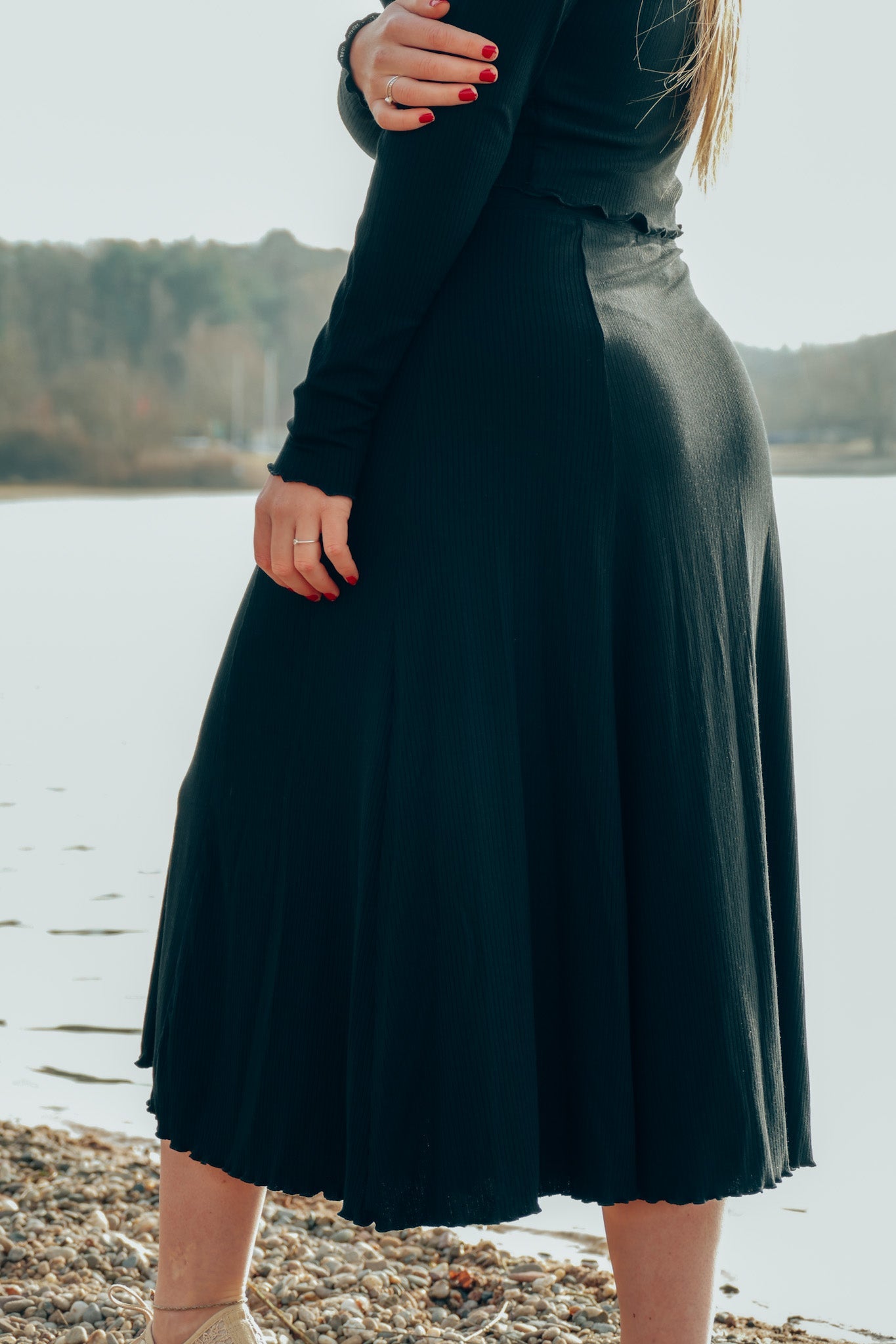 FARRAH High Waist Comfy Skirt black