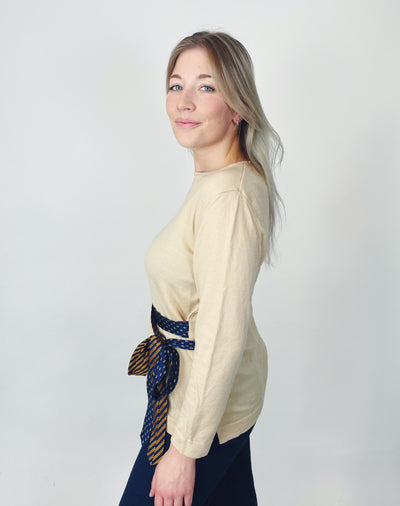 PULLOVER ZUM BINDEN FIU // WOLLE + SEIDE // L