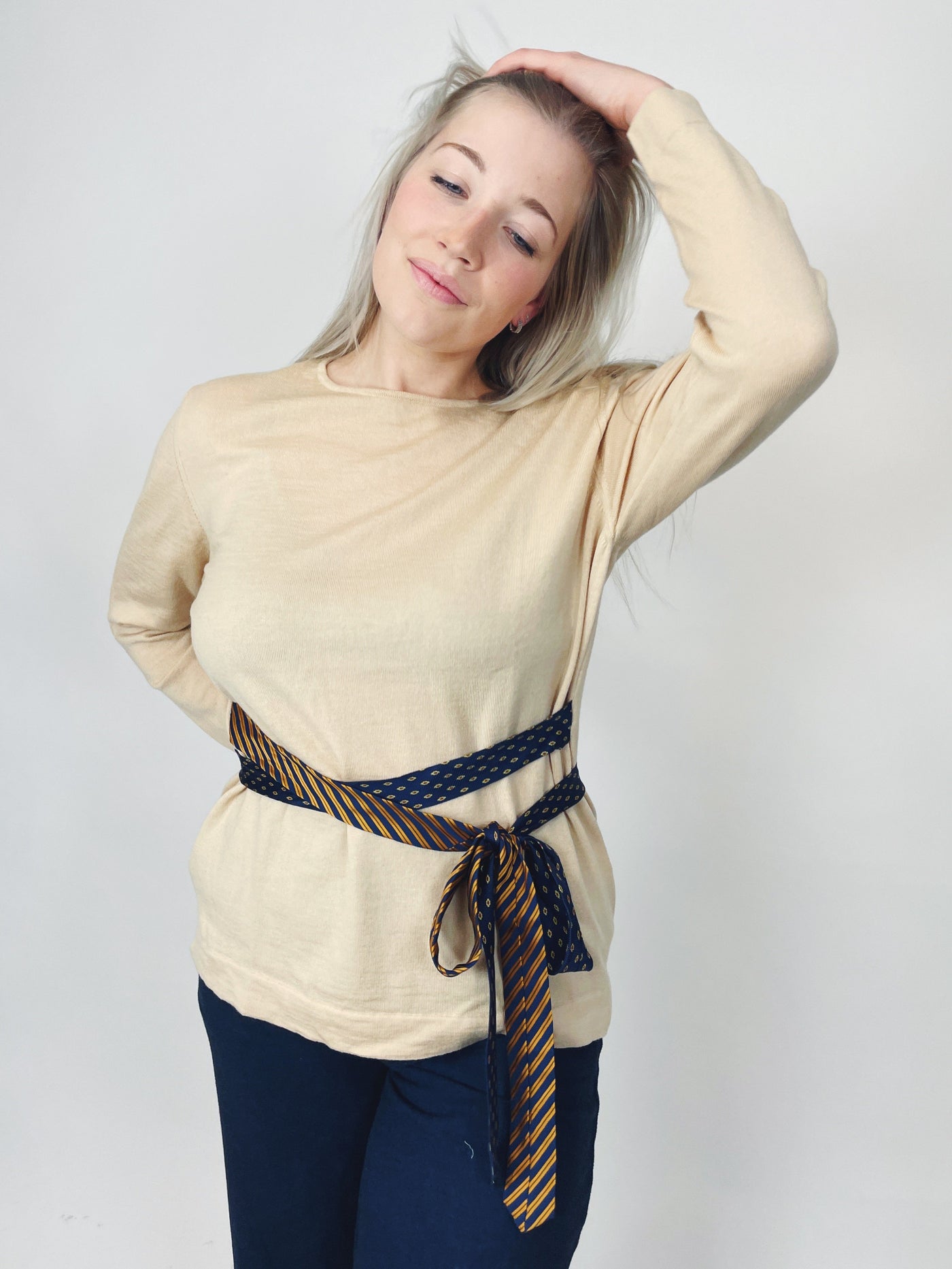 PULLOVER ZUM BINDEN FIU // WOLLE + SEIDE // L