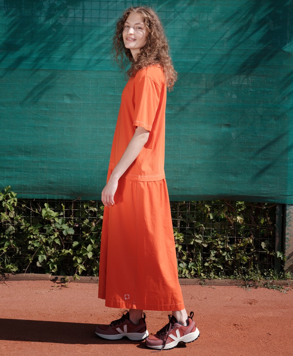 Rotes Jersey Kleid TARA aus reiner Bio Baumwolle