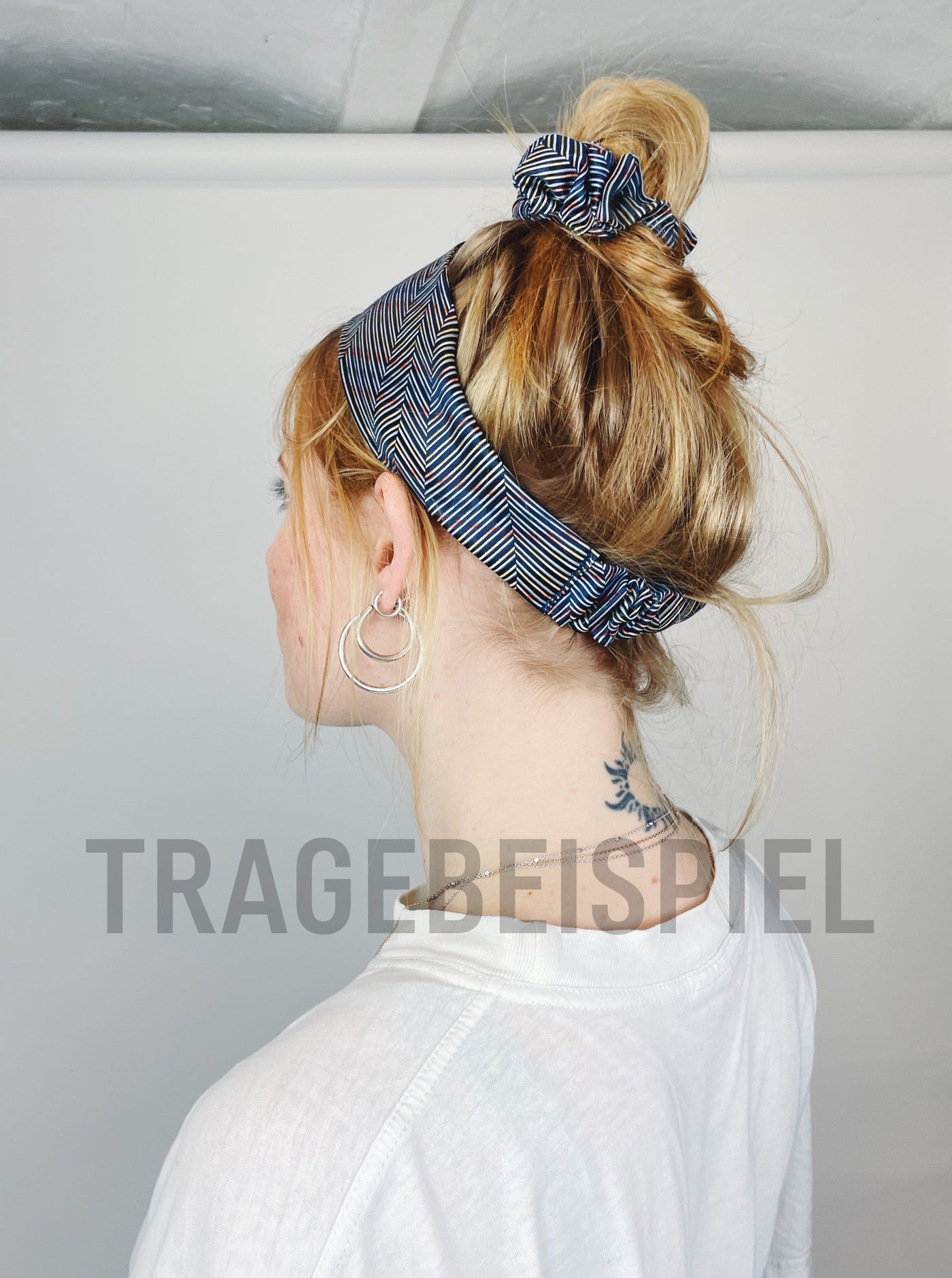 Gestreiftes Scrunchie & Haarband // Nachhaltiges Set aus Seide