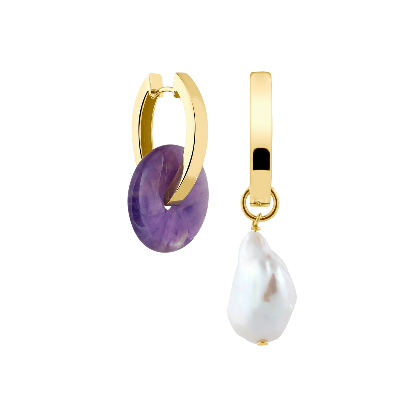 Creoles + Medium Amethyst - Gold
