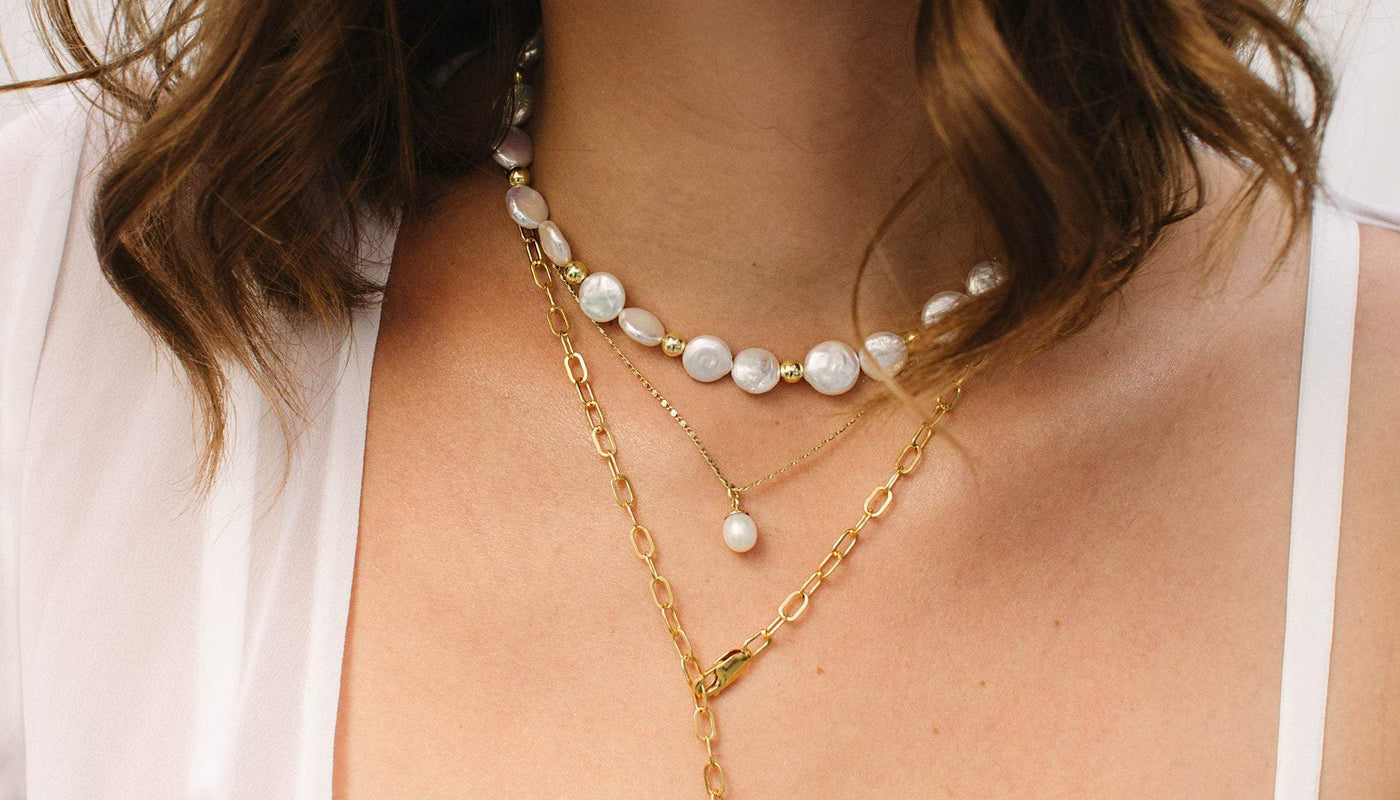 AURORA – Halsband mit Perlen in Gold, Silber oder Roségold