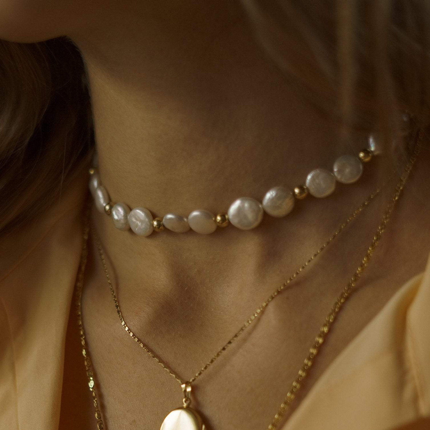 AURORA – Halsband mit Perlen in Gold, Silber oder Roségold
