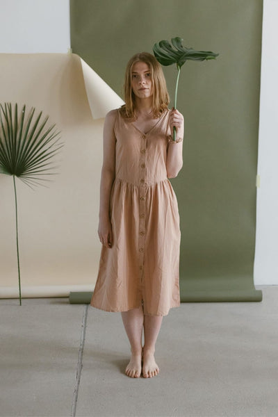 Leinen Kleid ärmellos, clay