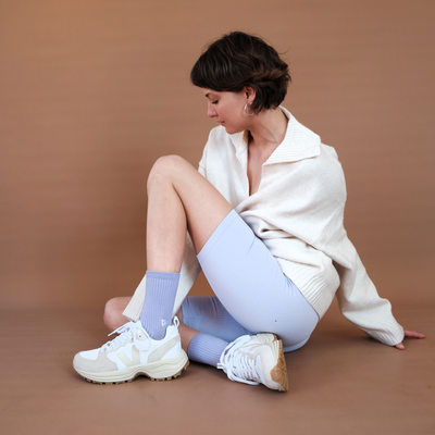 Gemischtes Set: Lila & weiße Socken aus Bio-Baumwolle
