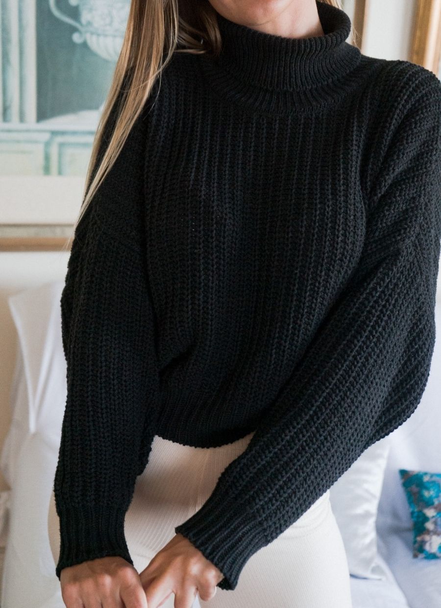 Penelope Turtleneck Knit Sweater - Black