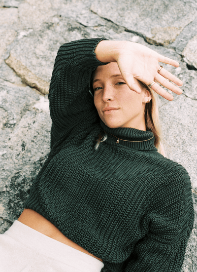 Penelope Turtleneck Knit Sweater - Forest Green