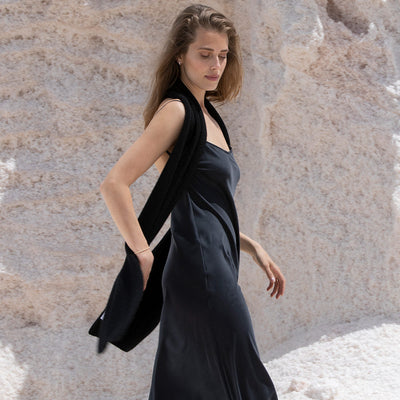 Liapure Silk Slip Dress - black edit