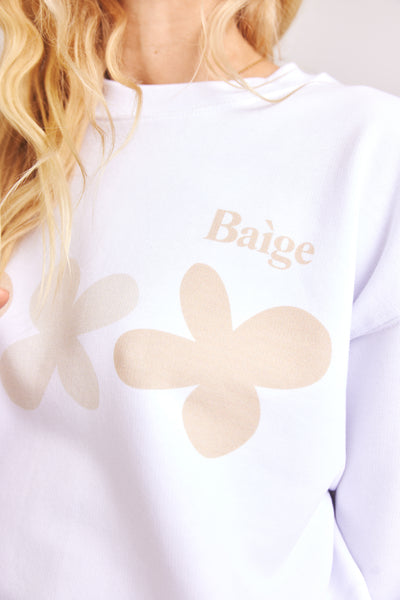 Sweatshirt Baìge Flower - white