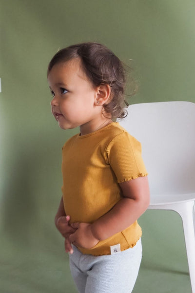 Rib Jersey T-Shirt Kinder, mustard